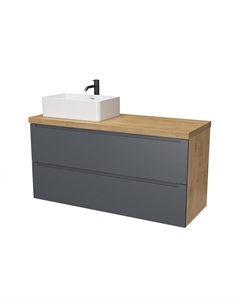 Тумба под раковину Дион 120 D120GD подвесная цвет Графит матовый Дуб медовый Зов