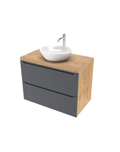 Тумба под раковину Дион 80 D80GD подвесная цвет Графит матовый Дуб медовый Зов