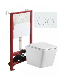Комплект унитаза с инсталляцией ATI10150+APB188 цвет Белый с сиденьем Микролифт и клавишей смыва цвет Белый глянцевый Agger