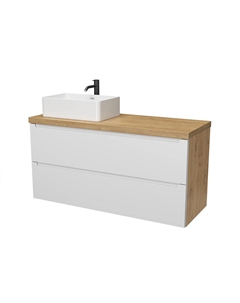 Тумба под раковину Дион 120 D120BD подвесная цвет Белый матовый Дуб медовый Зов