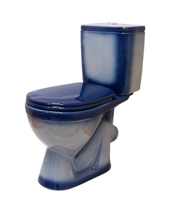 Унитаз компакт Лира 4620008192079 Синий декор с бачком и сиденьем Rosa