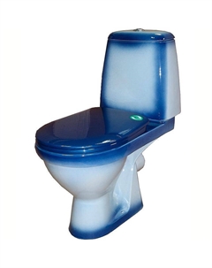 Унитаз компакт Премьер 4620008191171 Синий декор с бачком и сиденьем Rosa