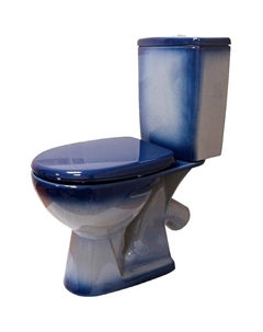 Унитаз компакт Уют 4630055558773 Синий декор с бачком и сиденьем Rosa
