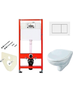 Комплект унитаза Элеганс Люкс Вн УнБ32 4620008195438 с инсталляцией Tece Base 9400413 с сиденьем Микролифт и Белой клавишей смыва Rosa