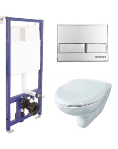 Комплект унитаза Элеганс Люкс Вн УнБ32 4620008195438 с инсталляцией Berges Novum L3 040213 с сиденьем Микролифт и клавишей смыва Хром Rosa