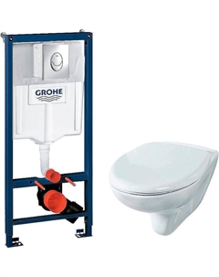 Комплект унитаза Элеганс Люкс Вн УнБ32 4620008195438 с инсталляцией Grohe Rapid SL 38721001 с сиденьем Микролифт и клавишей смыва Хром Rosa