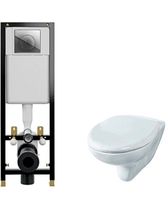 Комплект унитаза Элеганс Люкс Вн УнБ32 4620008195438 с инсталляцией Cersanit Black 35 S-IN-BLACK-Cg-w с сиденьем Микролифт и клавишей смыва Хром Rosa