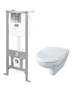 Комплект унитаза с инсталляцией Элеганс 4630055558711 с сиденьем и клавишей смыва Хром Rosa