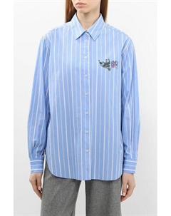 Рубашка хлопковая в полоску с вышивкой Desigual