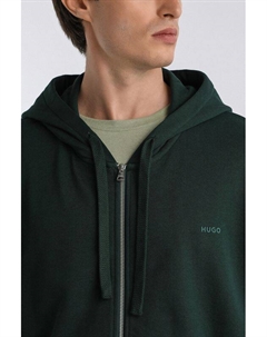 Толстовка хлопковая на молнии с капюшоном Hugo