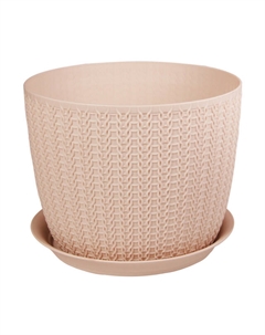 Горшок с поддоном Вязание 2,8л d18см h14см чайная роза пластик Idea