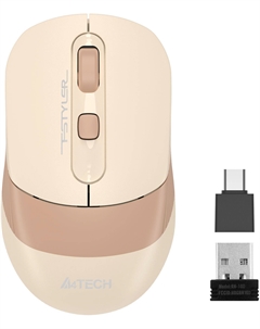 Мышь беспроводная Fstyler FG10CS Air, 2000dpi, оптическая светодиодная, USB, бежевый/коричневый (FG10CS AIR CAFE LATTE) A4tech