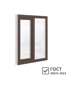 Пластиковое окно WHS Halo 60 1160х1000 мм 2 створки левая глухая правая поворотно-откидная двухкамерное дуб темный Века