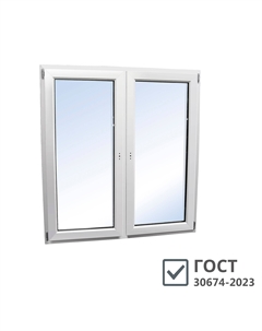 Пластиковое окно WHS Halo 60 1440х1200 мм 2 створки левая поворотная правая поворотно-откидная двухкамерное Века