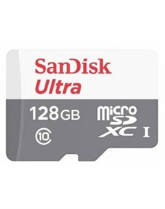 Карта памяти MicroSDXC Ultra 128 GB Class 10 UHS-1 Черно-белая (SDSQUNR-128G-GN6MN) Sandisk