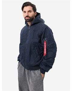 Бомбер утепленный мужской MA-1 Hooded Logo Oxford, Синий Alpha industries