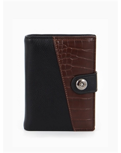 Портмоне мужское на кнопке, 3 в 1, для автодокументов и паспорта, 2 отдела, для карт, для монет, цвет черный, кофе Nobrand