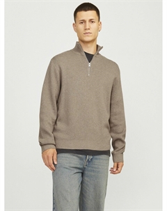 Свитер с воротником-стойкой на молнии бежевый Jack & jones