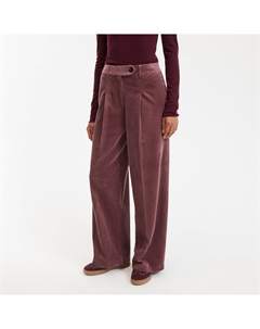 Брюки широкие со стрелкой вельветовые посадка высокая розовый La redoute collections