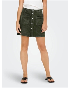 Короткая велюровая юбка на пуговицах зеленый Jdy