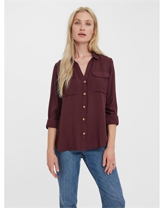 Блузка в полоску с длинными рукавами красный Vero moda