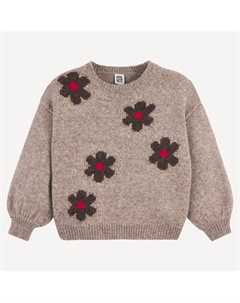 Джемпер из тонкого трикотажа с круглым вырезом цветочный узор каштановый La redoute collections