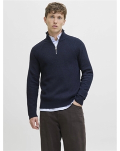 Джемпер с высоким воротом на короткой молнии синий Jack & jones