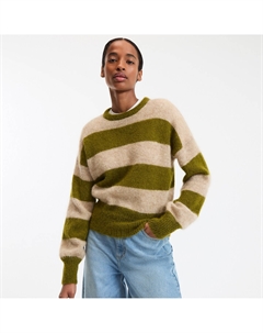Полосатый джемпер с круглым вырезом смесовая шерсть альпака бежевый La redoute collections