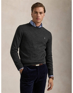 Джемпер с круглым вырезом Slim Fit из стираемой шерсти серый Polo ralph lauren