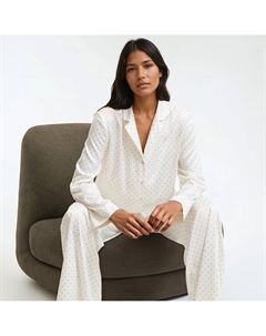 Пижама из сатина с принтом в горошек бежевый La redoute collections