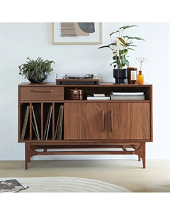 Тумба для виниловых пластинок из орехового дерева Larsen каштановый La redoute interieurs