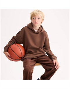 Свитшот с капюшоном из мольтона каштановый La redoute collections