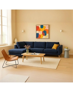 Диван угловой с механизмом тик-так в тмно-синей велюровой обивк синий So'home