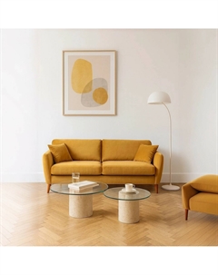 Диван с механизмом тик-так и бельевым ящиком в велюровой обивке желтый So'home