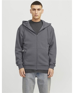 Свитшот на молнии с капюшоном серый Jack & jones