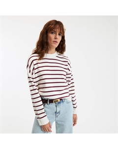 Пуловер-тельняшка из хлопка красный La redoute collections