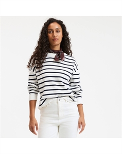 Пуловер-тельняшка из хлопка белый La redoute collections