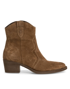 Ботинки из кожи со скошенным каблуком каштановый Tamaris