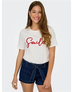 Футболка в полоску c надписью Amour белый Only