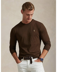 Футболка из хлопкового джерси с длинным рукавом каштановый Polo ralph lauren