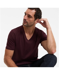 Футболка с V-образным вырезом красный La redoute collections