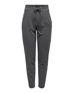 Брюки зауженные с воланом на талии серый Jdy