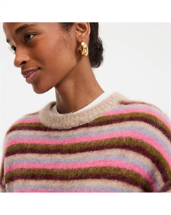 Джемпер в полоску круглый вырез крупная вязка меланжевая альпака разноцветный La redoute collections