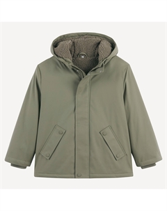 Ветровка с капюшоном на подкладке из шерпы зеленый La redoute collections