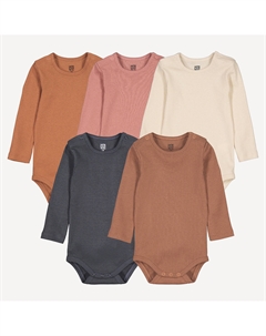 Комплект из пяти боди с длинными рукавами разноцветный La redoute collections