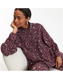 Рубашка с воротником-стойкой набивной рисунок пейсли красный La redoute collections