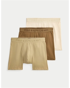 Комплект из 3 трусов-боксеров из эластичного хлопка каштановый Polo ralph lauren