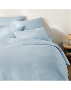 Пододеяльник двусторонний из осветленного льна и хлопка Annaba синий La redoute interieurs