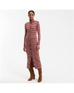 Платье-джемпер в полоску длинное с длинными рукавами красный La redoute collections