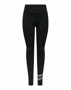 Леггинсы с акцентной деталью с леопардовым рисунком Anya черный Only play